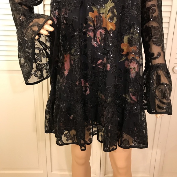 Free People Falling Flowers Frock Floral & Sequins Dress Medium - Picture 13 of 16